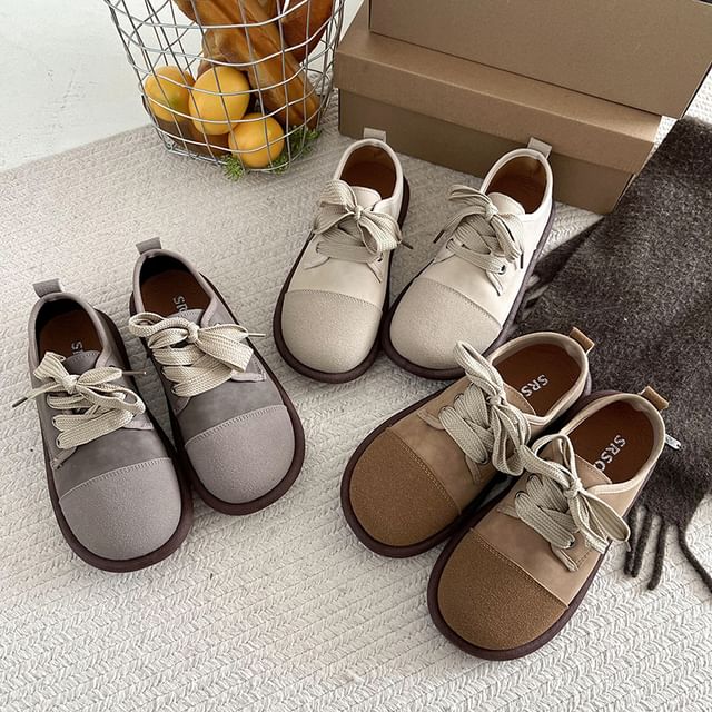 Anran-Faux-Suede Colorblock Sneakers