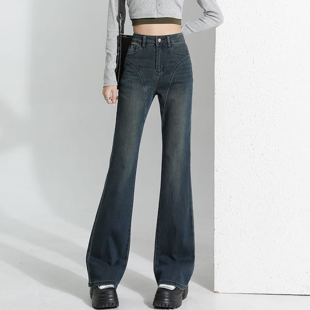 Denimot-High Rise Washed Flared Jeans Various Designs