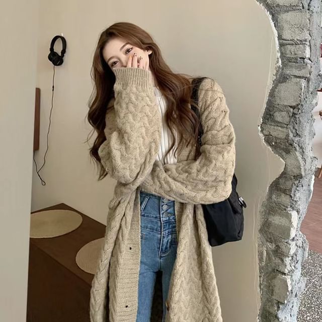 Yako-Plain Midi Cardigan
