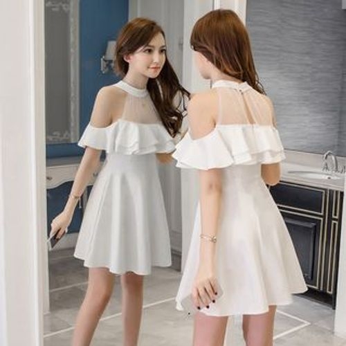 Princess Road - Short-Sleeve Cold Shoulder Ruffled Mesh
