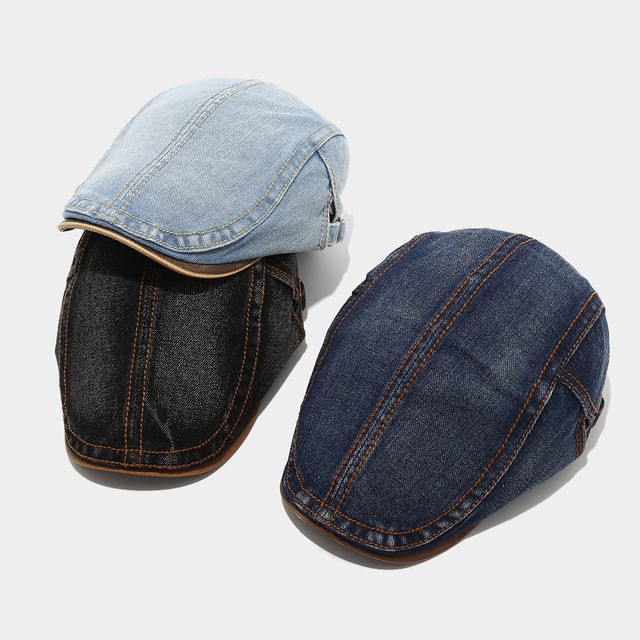 Hatrix-Washed Denim Newsboy Cap