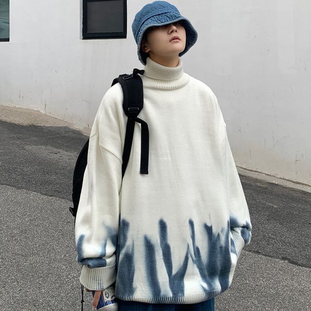 Nightbell - Tie Dye Turtleneck Sweater 