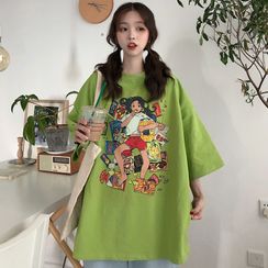 Iduna - 中袖卡通印花T裇 Iduna - 中袖卡通印花T裇