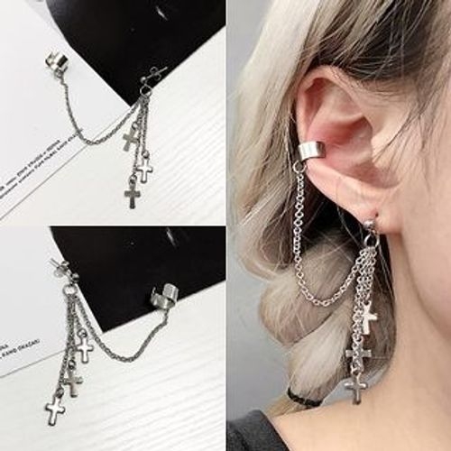 PANGU - Stainless Steel Cross Chained Earring | YesStyle