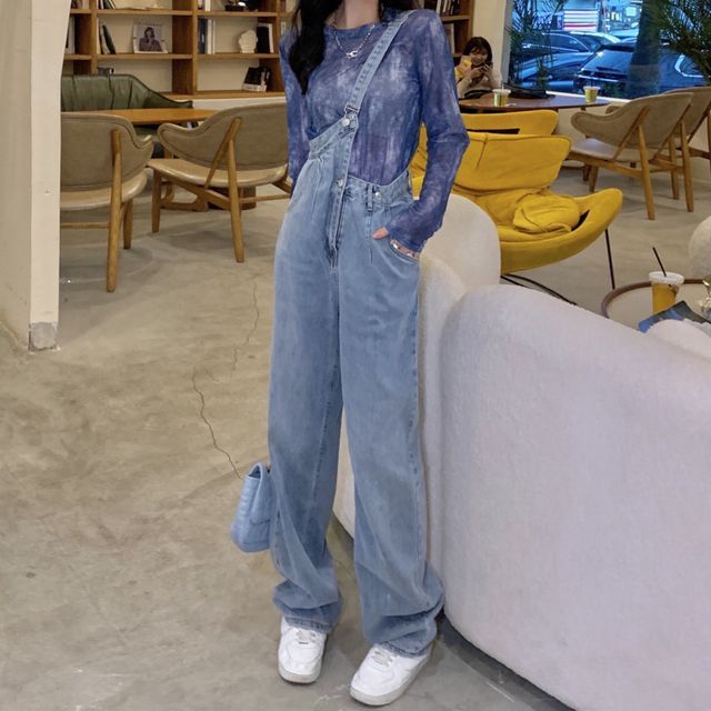 strap denim jumpsuit