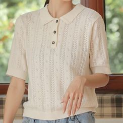 XOXO - Short-Sleeve Knit Polo Shirt