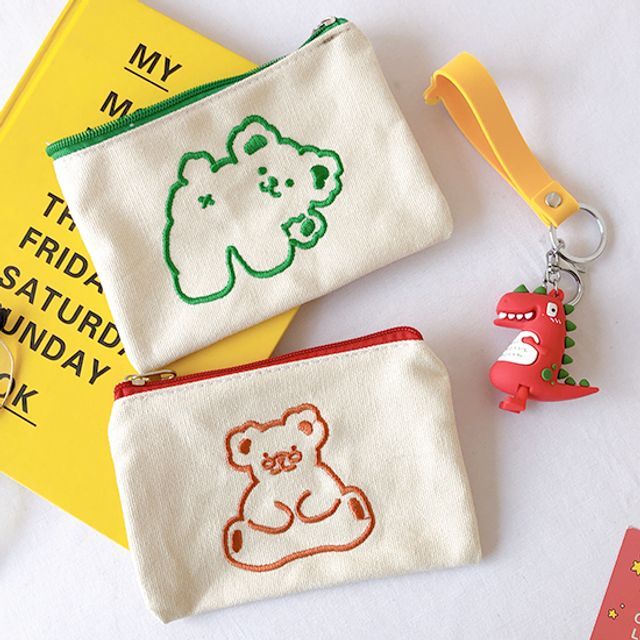 Michu - Embroidered Bear Coin Purse | YesStyle