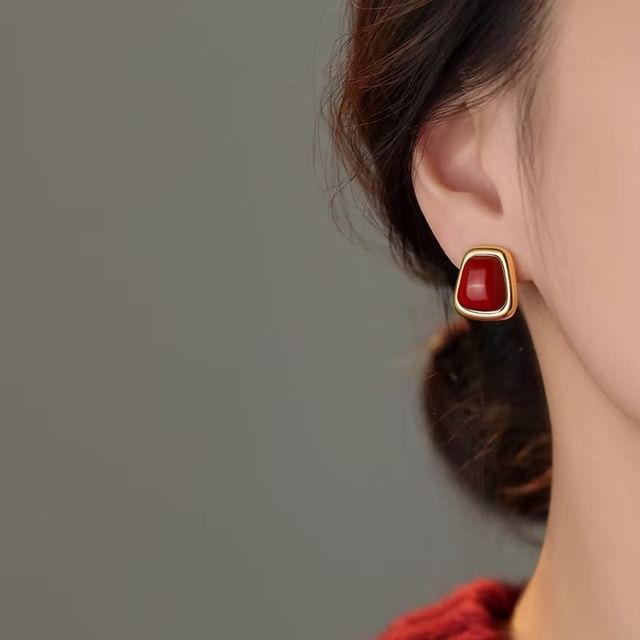 Toinianimos-925 Sterling Silver Geometry Stud Earring
