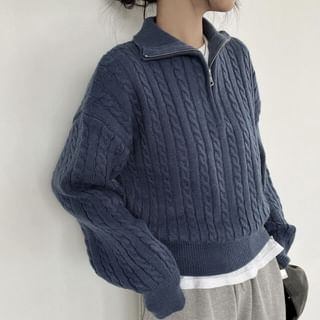 【COSYHARU】Cable long sleeve knit half zip up ver COSYHARU (コシハル) -ケーブル長袖ニットハーフジップアップver