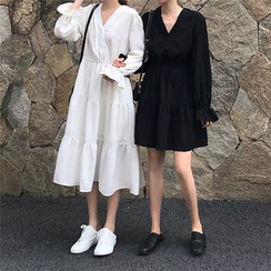 monroll - Bell-Sleeve Mini A-Line Dress / Bell-Sleeve Midi A-Line Dress monroll - Bell-Sleeve Mini A-Line Dress / Bell-Sleeve Midi A-Line Dress