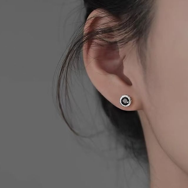 Parskletie-925 Sterling Silver Rhinestone Stud Earring