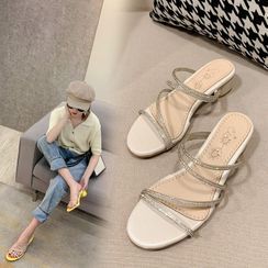 Martha - Rhinestone Strappy Block-Heel Sandals Martha - Rhinestone Strappy Block-Heel Sandals