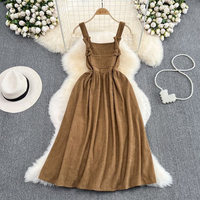 pinafore dress a line Chouyatou Women Elegant A Line Tweed Pinafore Dress V Neck Sleeveless –  CHOUYATOU main image 0