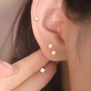 Parskletie-925 Sterling Silver Rhinestone Stud Earring