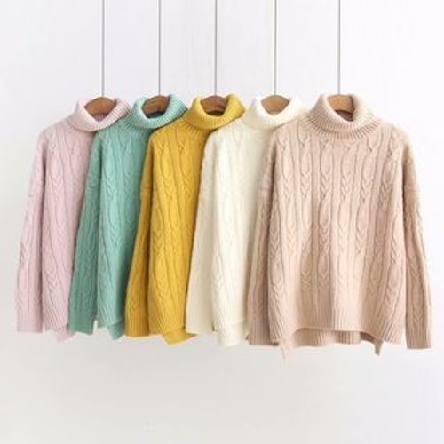 Kawaii Fairyland - Turtleneck Cable Knit Sweater | YesStyle