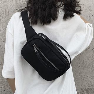 plain black sling bag