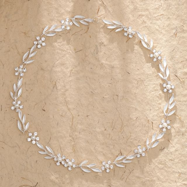 Kanzashi-Branches Rhinestone Alloy Choker