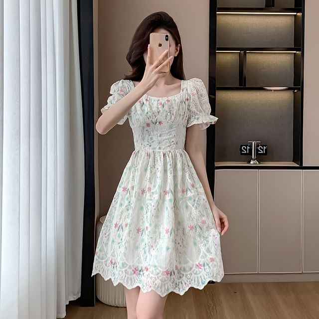 embroidered floral dress short Gothic Black Short Wedding Party Dress - Floral Embroidered Corset Party Dress main image 0