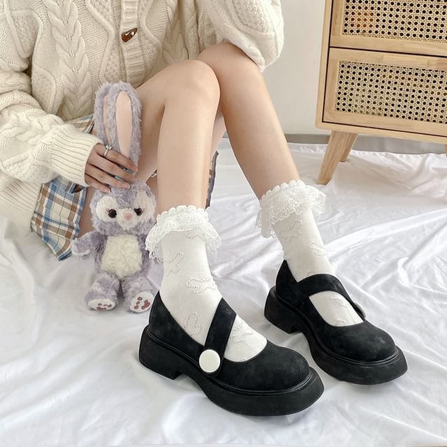 Kinoxslone-Lace Trim Socks