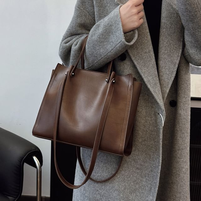 Skyglow-Faux Leather Tote Bag