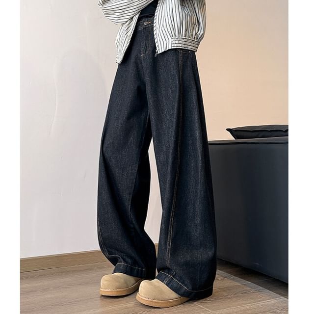 Diphon-Mid Rise Washed Wide Leg Jeans