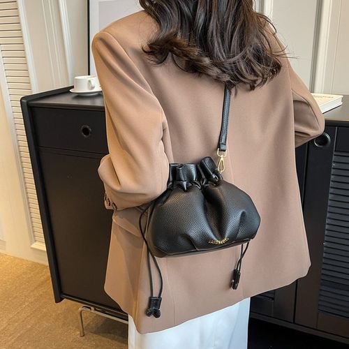 Faux-Leather Bucket Shoulder Bag