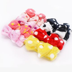 ARSO RASO - Coral Fleece Polka Dot Ribbon Face Wash Headband ARSO RASO - Coral Fleece Polka Dot Ribbon Face Wash Headband