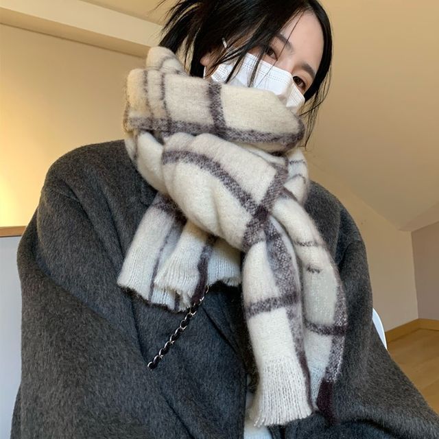 HATHOT-Plaid Scarf