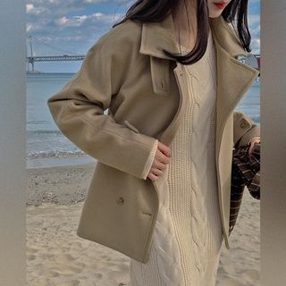 HOTPING Double Breasted Pea Coat