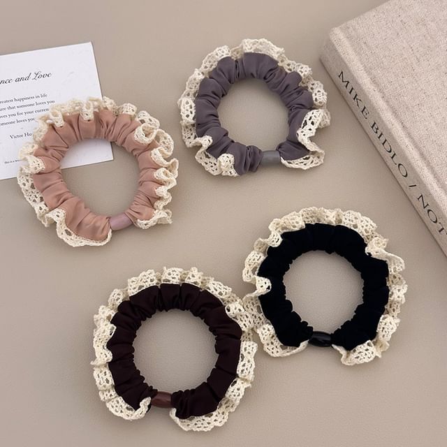 Kayochs-Vintage Ruffled Chiffon Scrunchie