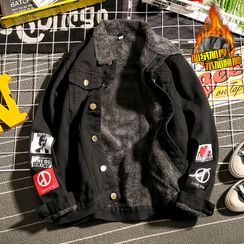 Goretti - Fleece-Lined Label Denim Jacket