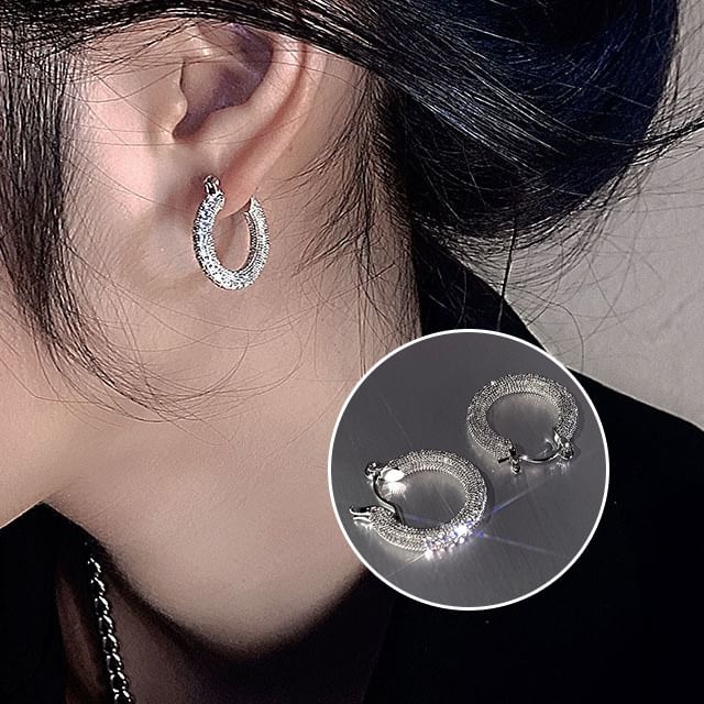 Hansha-Rhinestone Alloy Hoop Earring