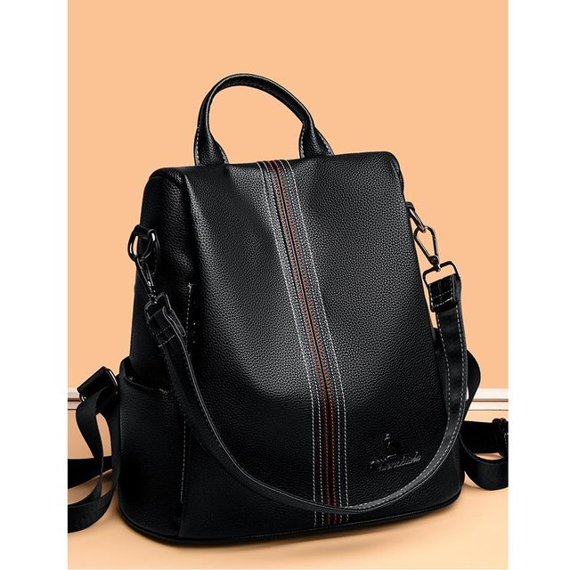 Mayanne-Faux Leather Striped Backpack