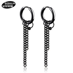 Prushia - Stainless Steel Fringed Chain Huggie Earring Prushia - Stainless Steel Fringed Chain Huggie Earring