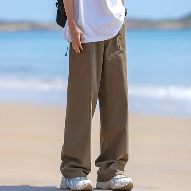 farrahces-High Waist Plain Wide Leg Pants