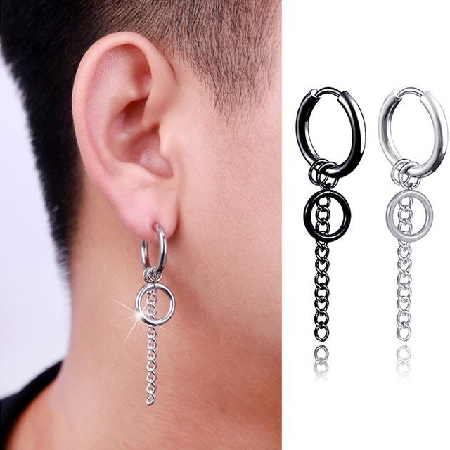 Prushia-Chain Hoop Earring Clip-On Earring