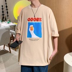 Obikan - Short-Sleeve Duck Print T-Shirt