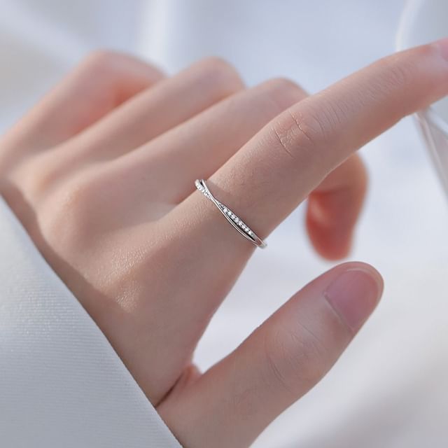 Gaya-Layered Rhinestone Sterling Silver Ring