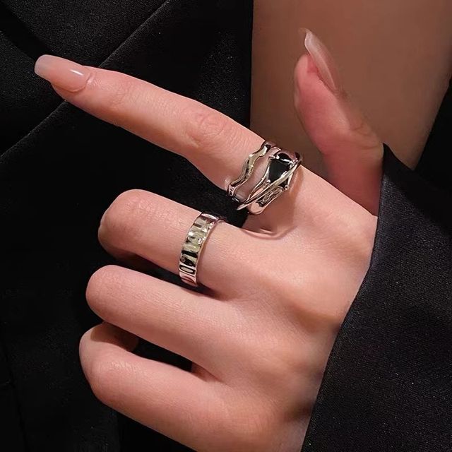 Gemsha-Ensemble de 2 Bague ouverte en alliage différents modèles