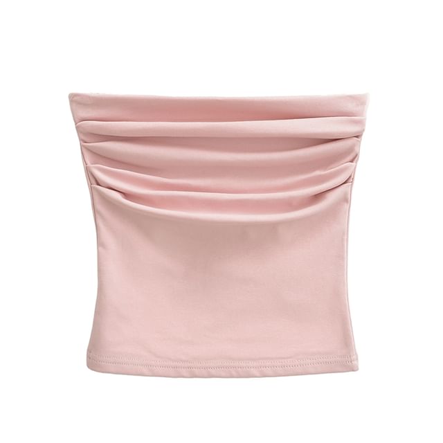 Ulark-Plain Ruched Tube Top