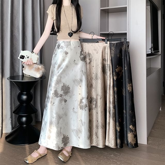 Magimomo High Waist Print Midi A-Line Skirt YesStyle