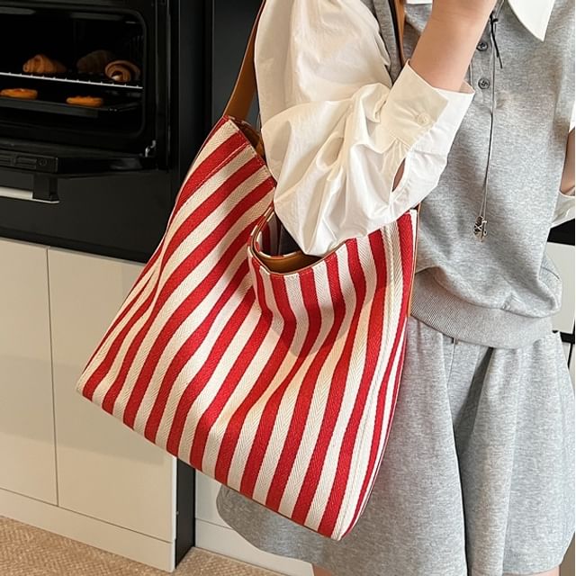 Skyglow-Striped Canvas Tote Bag