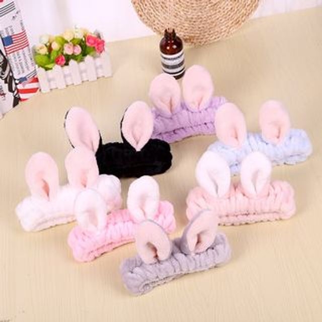 Kayochs-Chenille Rabbit Ear Face Wash Headband