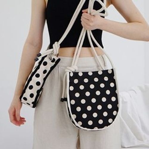 Minafox - Dotted Canvas Crossbody Bag | YesStyle