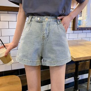 wide denim shorts