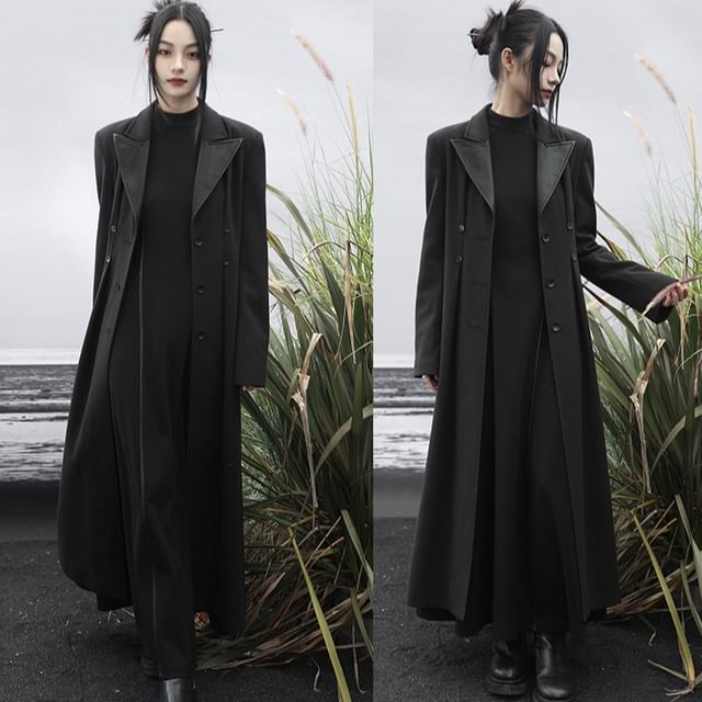 Nekomata-Plain Double-Breasted Coat