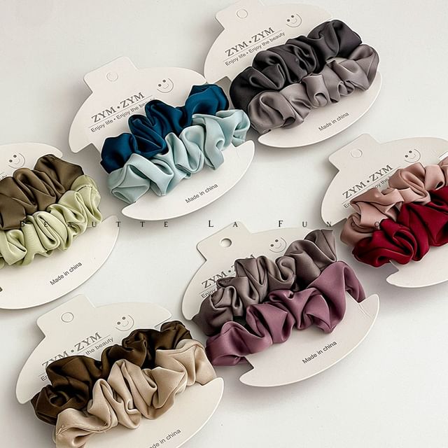 LIDO-Plain Hair Scrunchie Set