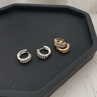 Gemsha-Rhinestone Alloy Hoop Earrings