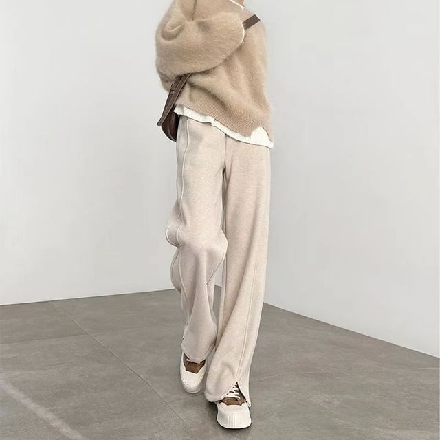Everose-High Waist Plain Wide Leg Pants