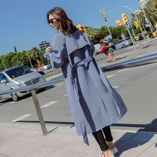 Hassel - Long Double-Breasted Trench Coat | YesStyle